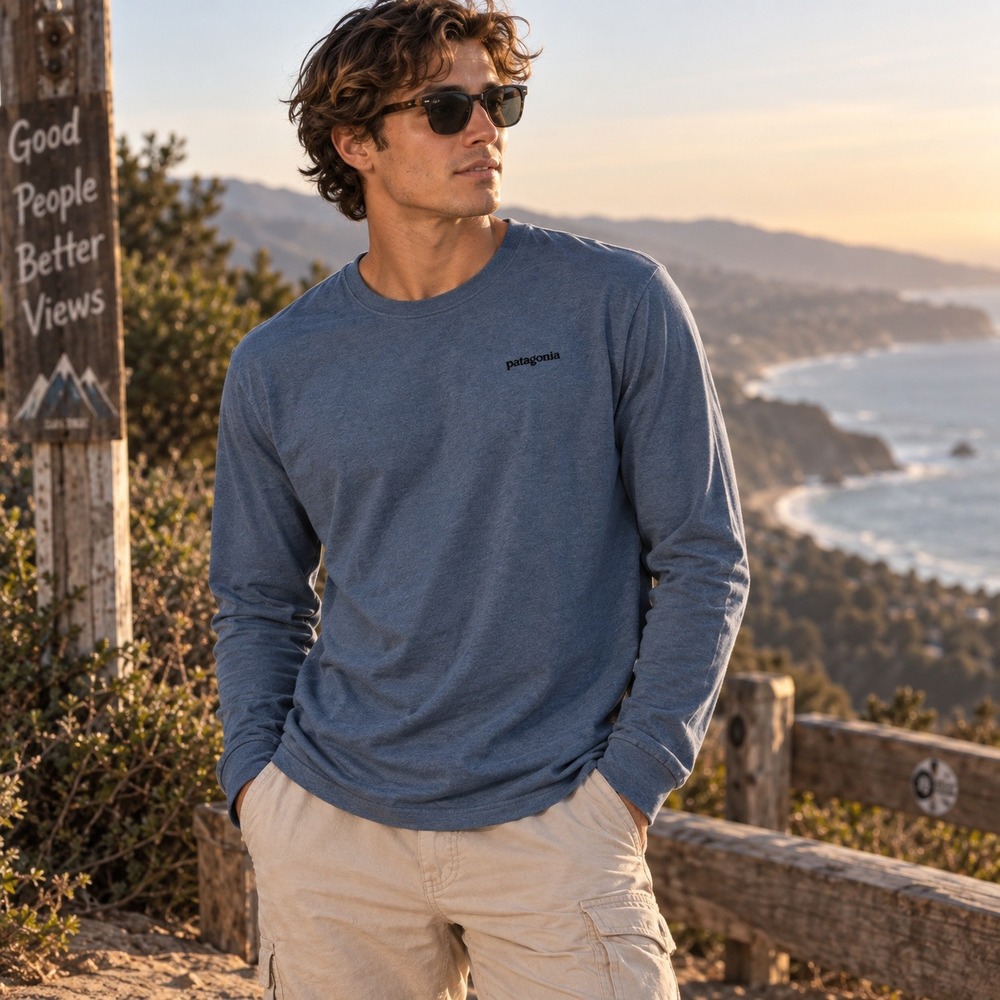 Patagonia Shirt Mens Large Blue Responsibili-Tee Long Sleeve Gorpcore Outdoor